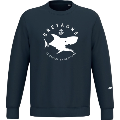 Sweat bleu marine manches longues mixte personnalisable
