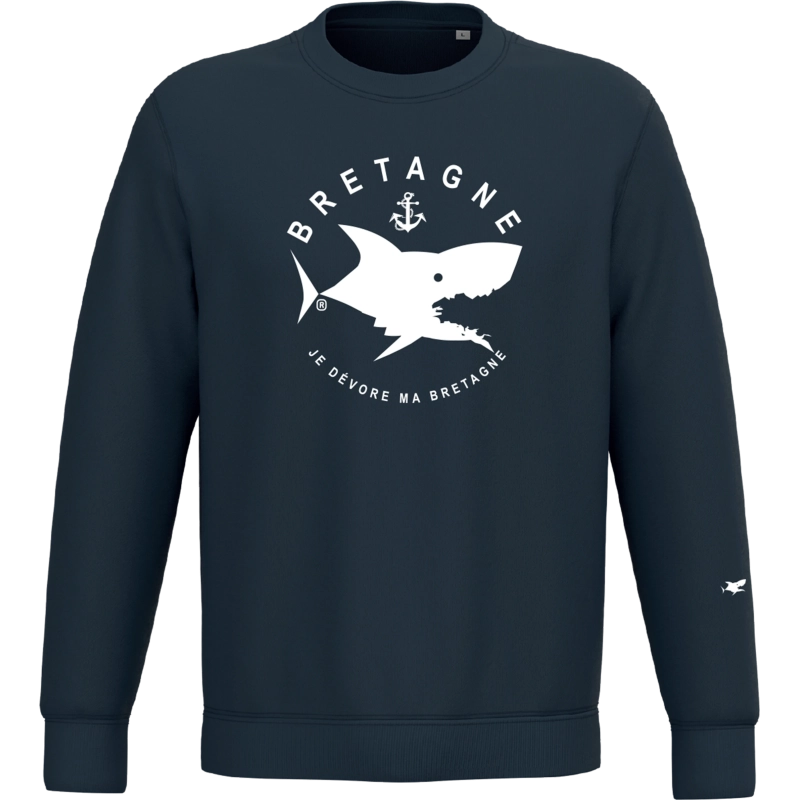 Sweat bleu marine manches longues mixte personnalisable