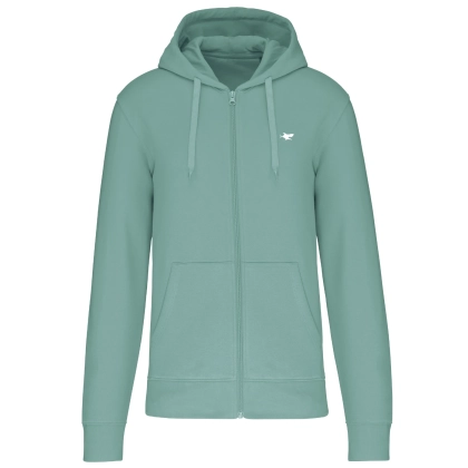 Sweat zippé à capuche printemps vert sauge mixte personnalisable