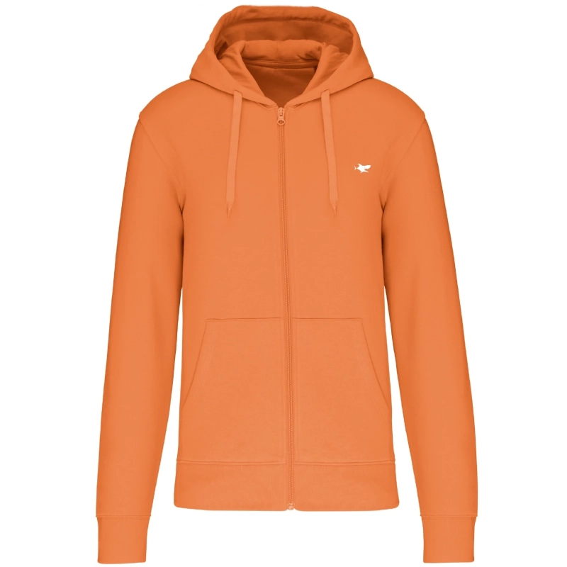 Sweat zippé à capuche printemps orange mixte personnalisable