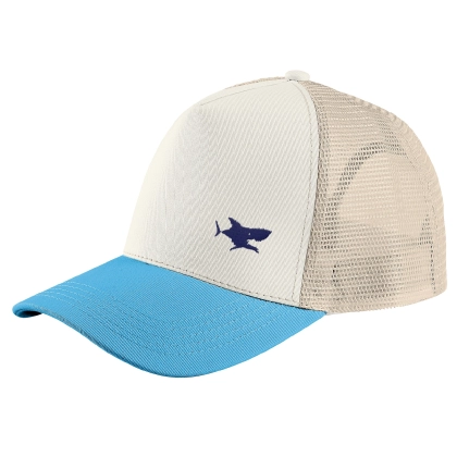 Casquette filet bleu blanc requin brodé personnalisable