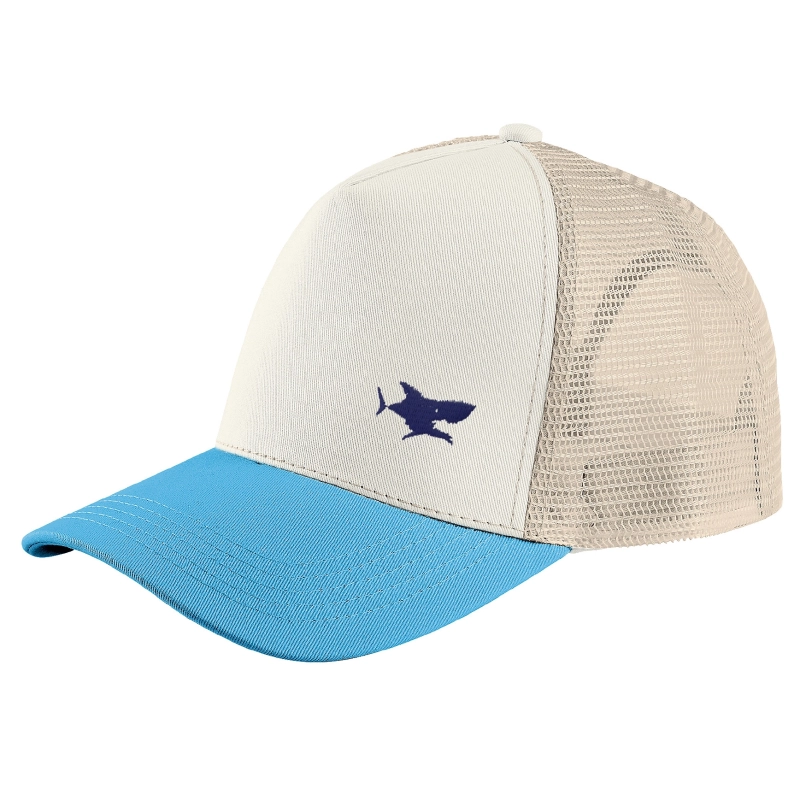 Casquette filet bleu blanc requin brodé personnalisable