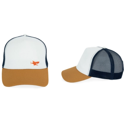 Casquette filet blanche et jaune requin brodé personnalisable