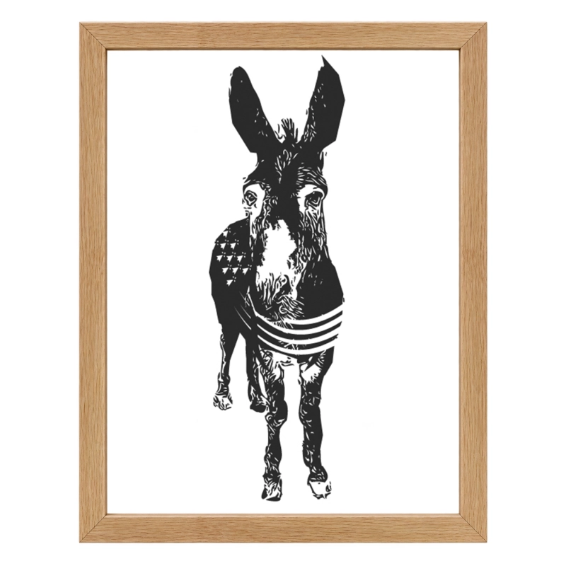 Affiche Âne noir breton – Décoration bretonne noir et blanc