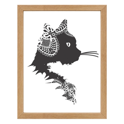 Affiche Chat dentelle – décoration bretonne