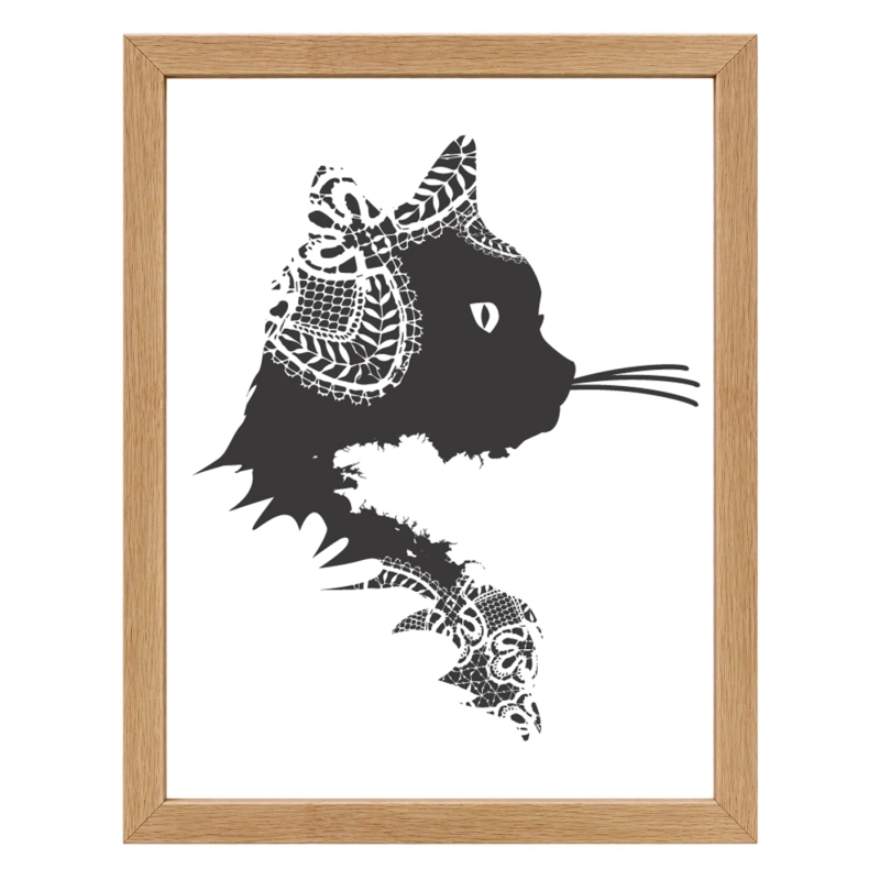 Affiche Chat dentelle – décoration bretonne