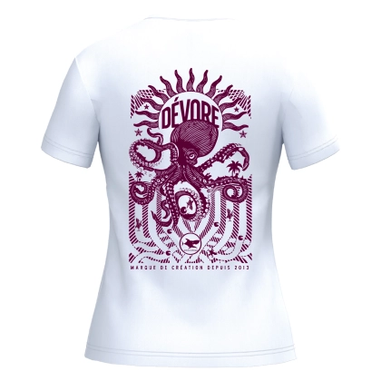 T-shirt Femme Bretagne Poulpe 2026 Blanc | Je Dévore Ma Bretagne