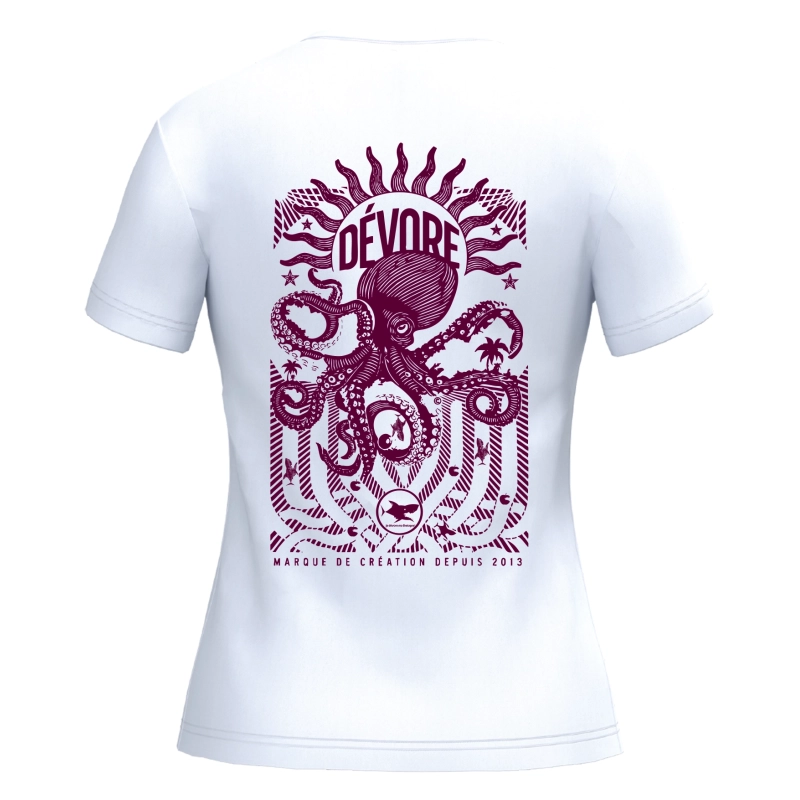 T-shirt Femme Bretagne Poulpe 2026 Blanc | Je Dévore Ma Bretagne