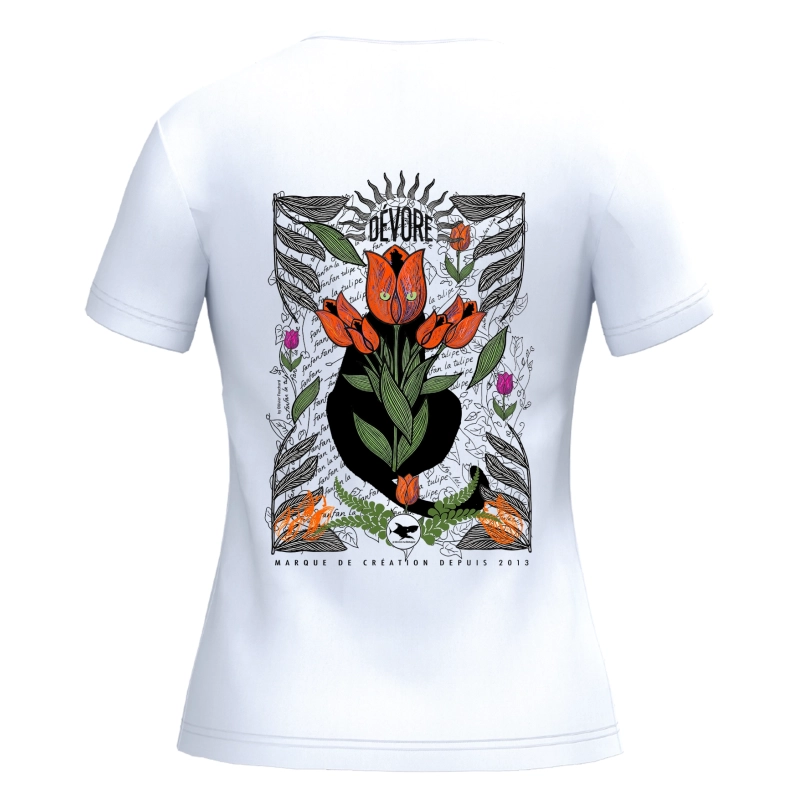 T-shirt Femme Bretagne Tulipe Blanc | Je Dévore Ma Bretagne