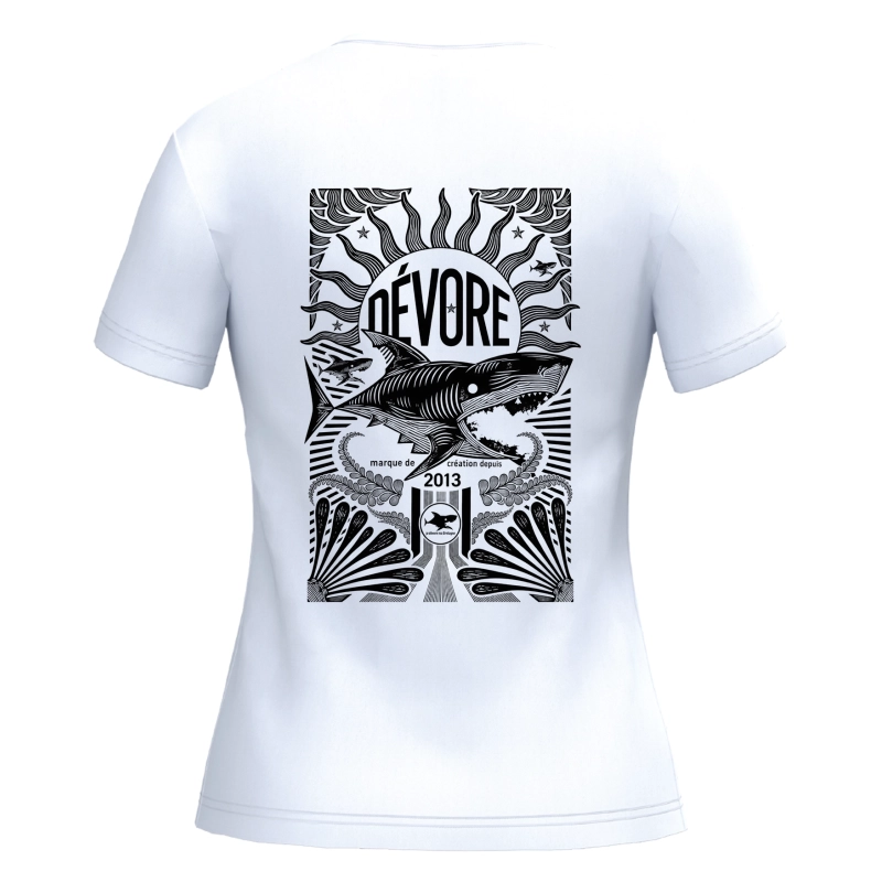 T-shirt Femme Bretagne Requin 2026 Blanc | Je Dévore Ma Bretagne