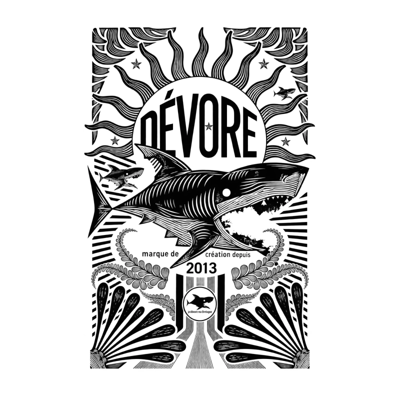 T-shirt Homme Bretagne Requin 2026 Blanc | Je Dévore Ma Bretagne